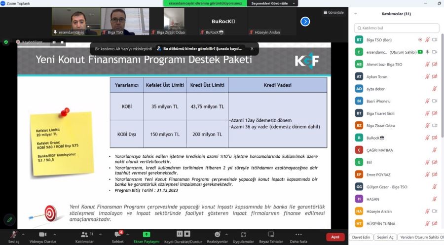 KREDİ GARANTİ FONU BİGA TSO ÜYELERİNİ BİLGİLENDİRDİ